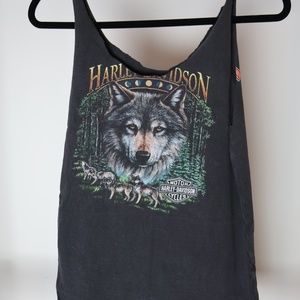 Vintage Altered HARLEY DAVIDSON Wolf tank top